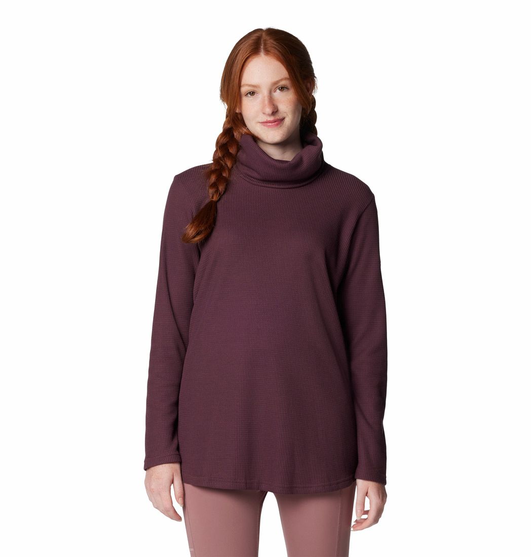 COLUMBIA WOMENS HOLLY HIDEAWAY™ WAFFLE COWL NECK LONG SLEEVE SHIRT 25, Color: MOONVISTA, Size: SMALL