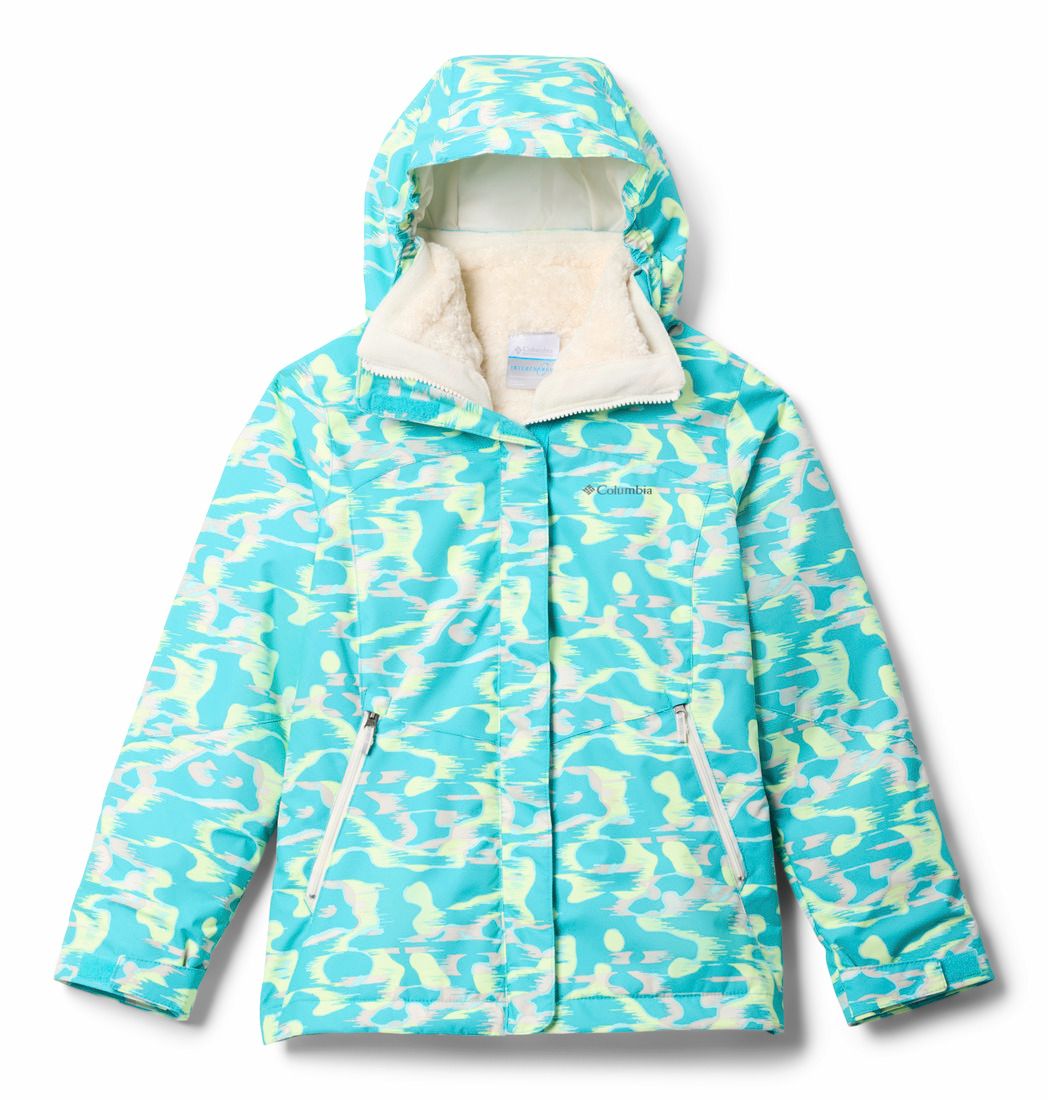 COLUMBIA YOUTH GIRLS BUGABOO™ III PRINTED FLEECE INTERCHANGE WINTER JACKET 25, Color: GEYSER BARKBLUR/CHALK, Size: XXS