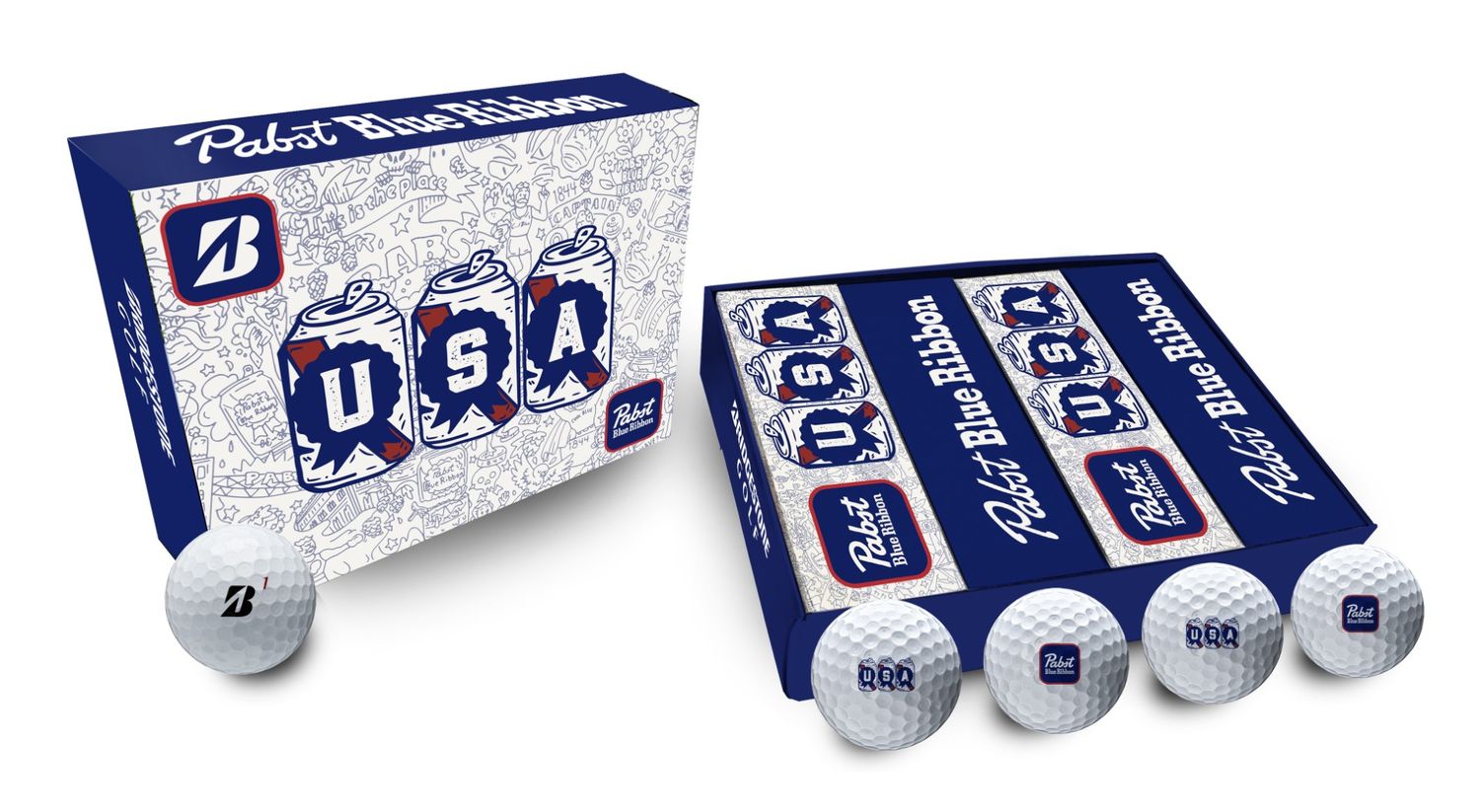 BRIDGESTONE UNISEX TOUR B RX PBR GOLF BALL 25, Color: WHITE/PABST, Size: DOZEN