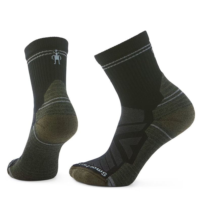 FRONT VIEW OF SMARTWOOL WOMENS HIKE LIGHT CUSHION MID CREW SOCKS FEATURES ADDED DURABILITY AND BREA…