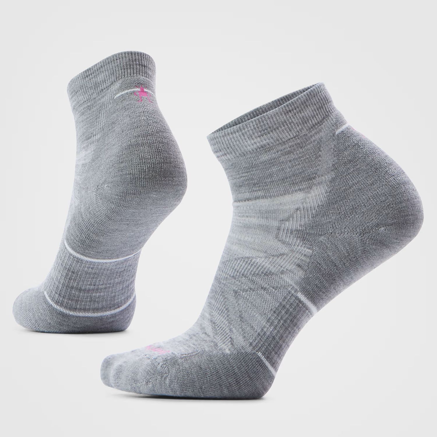 MAIN IMAGE OF SMARTWOOL WOMENS RUN TARGETED CUSHION ANKLE SOCKS IN LIGHT GRAY/WHITE MEDIUM WITH DUR…