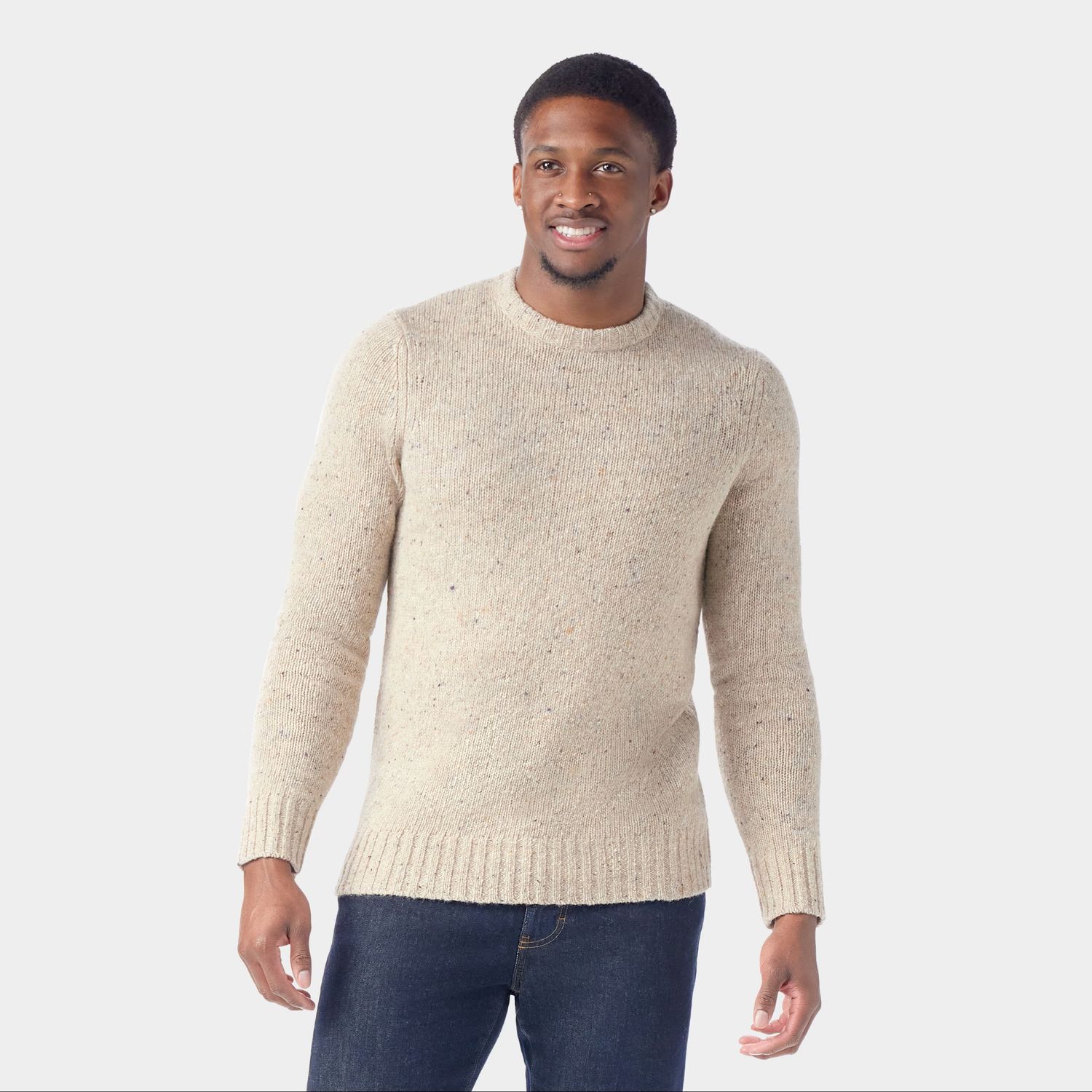 MAIN IMAGE OF SMARTWOOL MENS HEAVY CREW SWEATER IN OAT HEATHER SMALL WITH LUXURIOUS HEAVYWEIGHT DES…