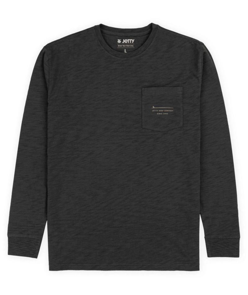 MAIN IMAGE OF JETTY MENS SEDGE SLUB LONG SLEEVE SHIRT IN BLACK SMALL WITH RELAXED FIT, 100% COTTON,…