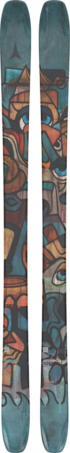 MAIN IMAGE OF ATOMIC UNISEX BENT 90 DOWNHILL SKIS IN RED/ORANGE/BLUE 166 WITH LIGHT WOODCORE AND VE…