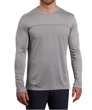 FRONT VIEW OF KUHL MENS ENGINEERED LONG SLEEVE SHIRT IN CLOUD GRAY WITH KÜHLDRY® AKTIV KNIT