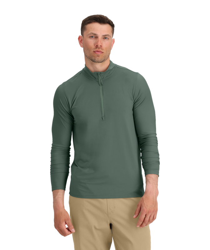 FRONT VIEW OF THE NORTH FACE MENS DUNE SKY ¼ ZIP SWEATER WITH UPF 40+ AND ANTI-ODOR TECHNOLOGY