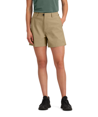FRONT VIEW OF THE NORTH FACE WOMENS BASIN SHORT WITH BREATHABILITY AND WATER REPELLENCY