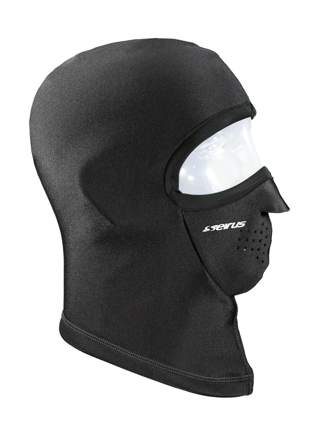 SIDE VIEW OF SEIRUS UNISEX ULTRA CLAVA® BALACLAVA FEATURES FLEECE LINER AND FITS WITH GOGGLES TO PR…