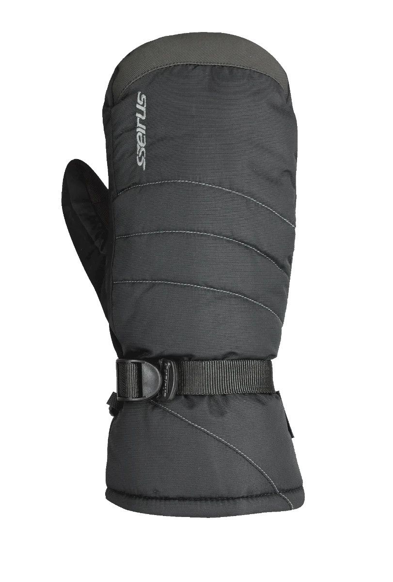 BACK OF HAND VIEW OF SEIRUS MENS STITCH™ MITTEN FEATURES WATERPROOF INSERT AND 320G HEATLOCK PREMIU…