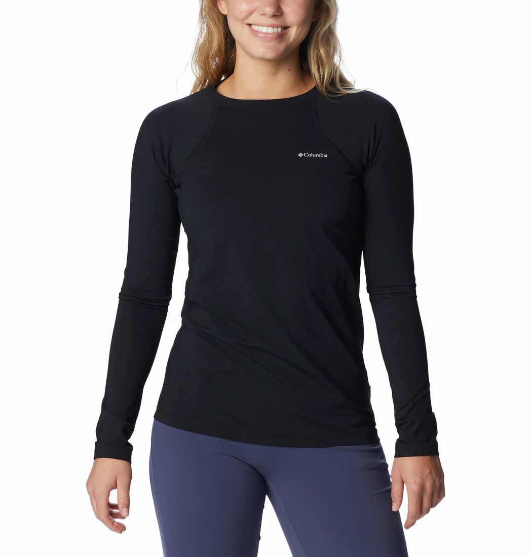 MAIN IMAGE OF COLUMBIA WOMENS MIDWEIGHT STRETCH BASELAYER TOP IN BLACK XS WITH PERFORMANCE WICKING …