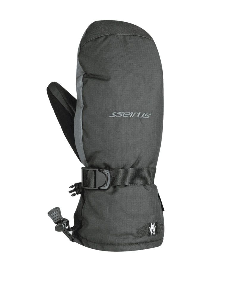 MAIN IMAGE OF SEIRUS UNISEX HEATWAVE™ ACCEL™ MITTEN IN BLACK/CHARCOAL SMALL WITH WATERPROOF INSERT …