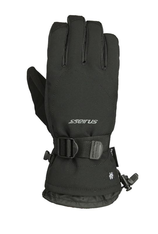BACK OF HAND VIEW OF SEIRUS MENS HEATWAVE™ ZENITH™ GLOVE FEATURES WATERPROOF INSERT AND WARM HEATLO…