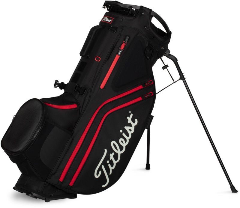 TITLEIST UNISEX HYBRID 14-WAY STAND BAG 25, Color: BLACK/BLACK/RED