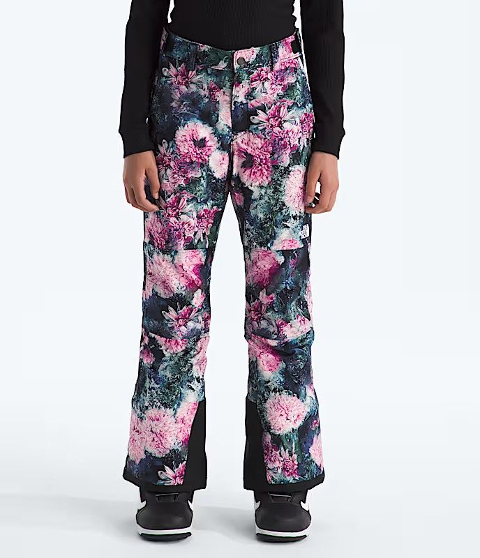 THE NORTH FACE YOUTH GIRLS' FREEDOM INSULATED SNOW PANT 26, Color: PALE BLOSSOM FROZEN FLORAL PRINT, Size: XS, Length: REGULAR