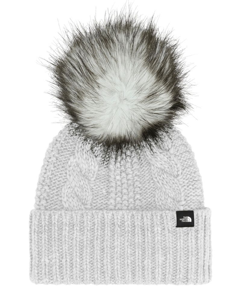 THE NORTH FACE YOUTH OH MEGA FUR POM BEANIE WINTER HAT 25, Color: TNF LIGHT GREY HEATHER, Size: O/S