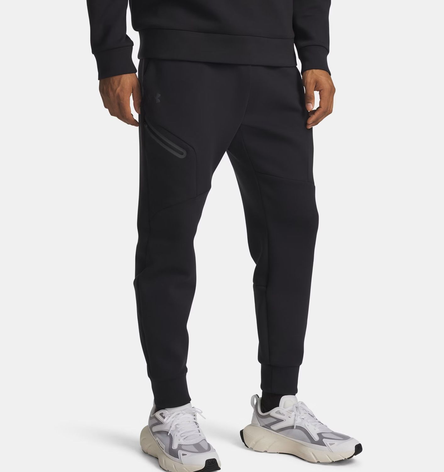 MAIN IMAGE OF UNDER ARMOUR MENS UNSTOPPABLE FLEECE SWEATPANT IN BLACK LARGE WITH STRETCH MATERIAL F…