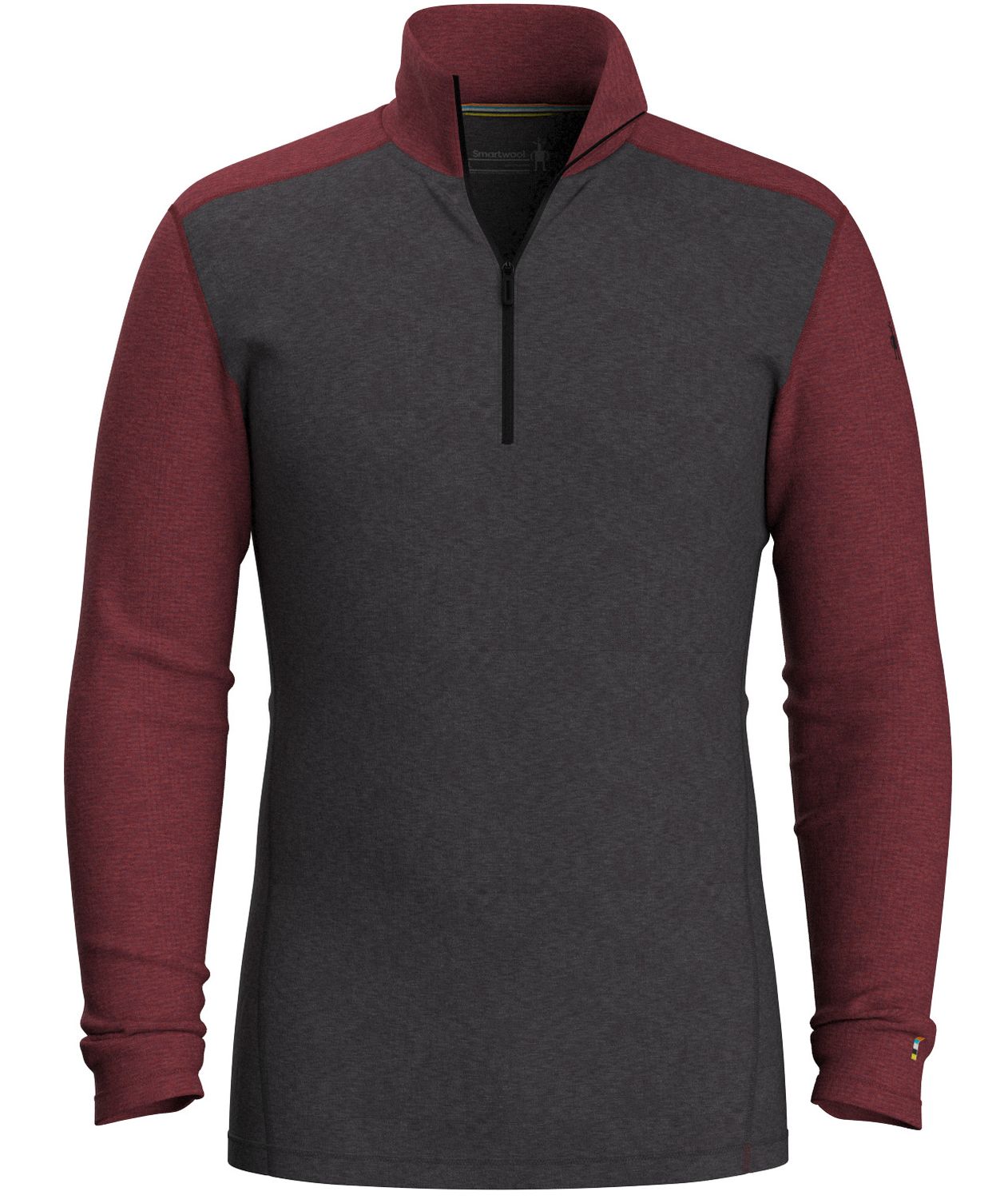 SMARTWOOL MENS CLASSIC THERMAL MERINO 1/4 ZIP BASELAYER TOP 25, Color: CHARCOAL/CURRANT, Size: SMALL
