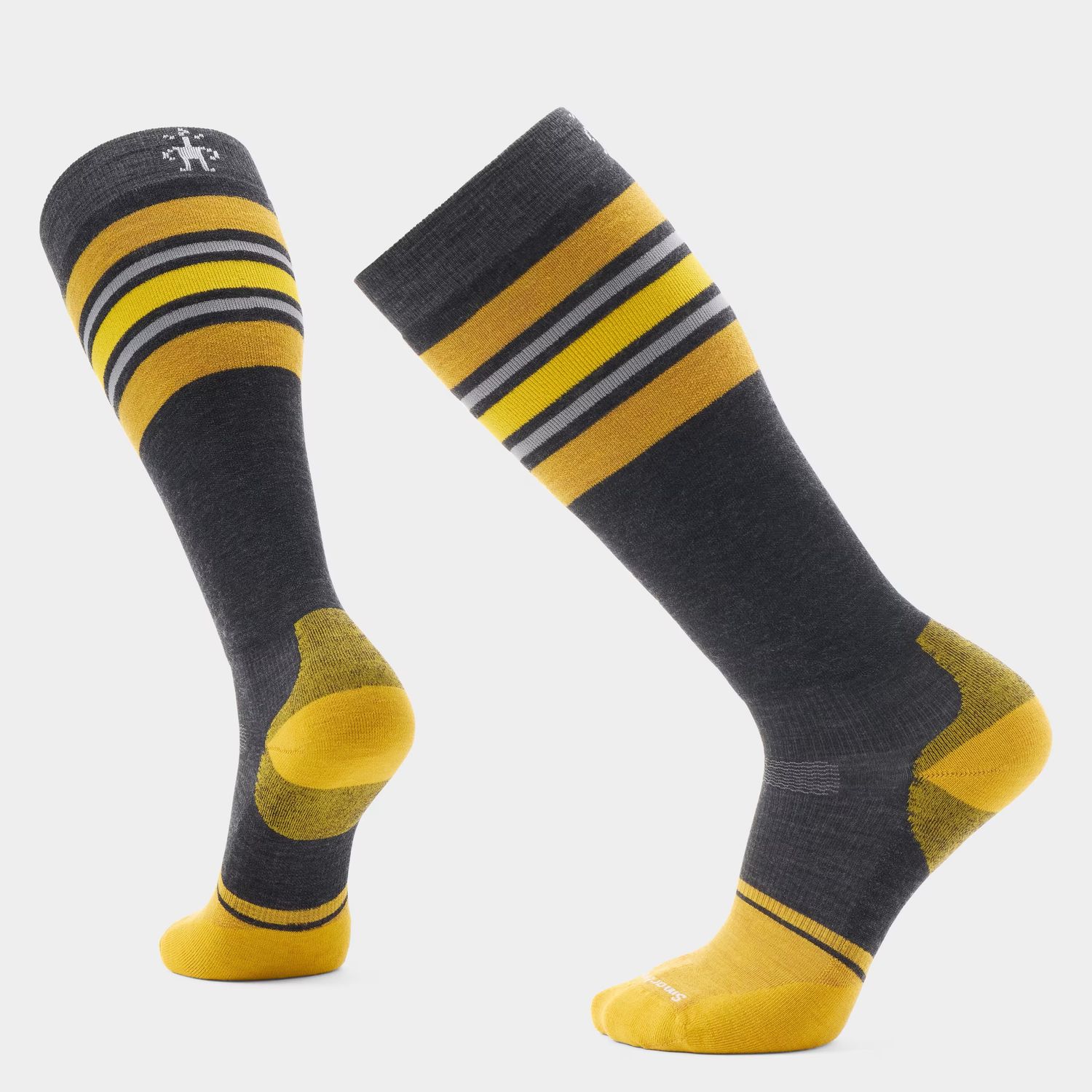 SMARTWOOL MENS SNOWBOARD TARGETED CUSHION STRIPE EXTRA STRETCH OTC SOCKS, Color: CHARCOAL, Size: MEDIUM