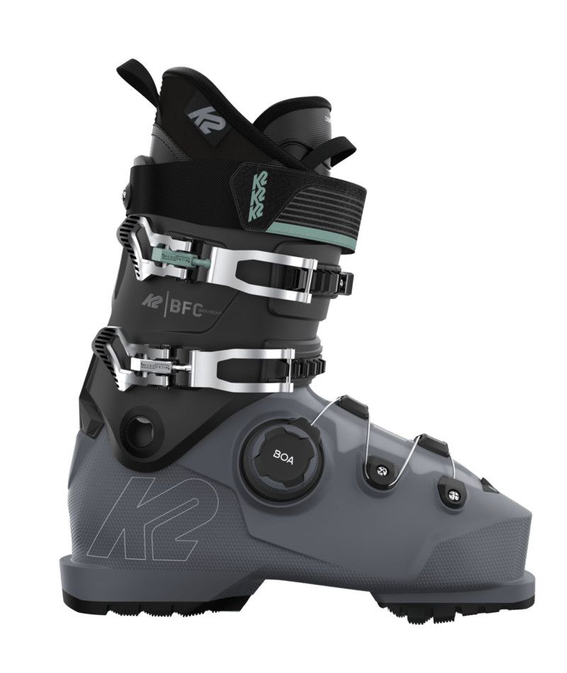 K2 WOMENS BFC RX BOA DOWNHILL SKI BOOT 26, Color: GREY/BLACK/SILVER/TEAL, Size: 24.5