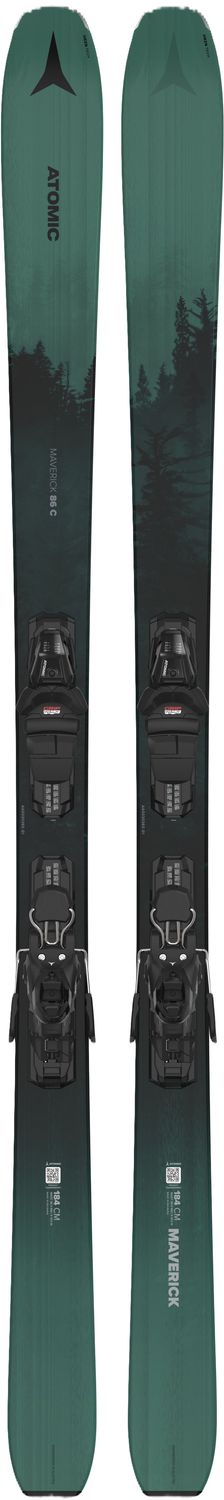 ATOMIC UNISEX MAVERICK 86 C R + M 10 GW DOWNHILL SKIS 25, Color: DARK GREEN/BLACK, Size: 169