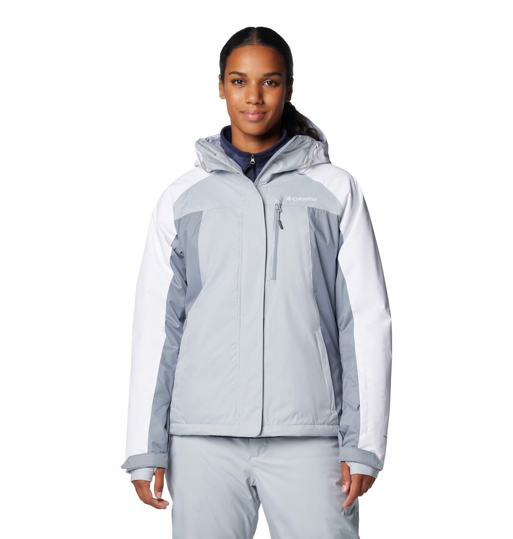 COLUMBIA WOMENS SNOWY SUMMIT™ INSULATED WINTER JACKET 26, Color: CIRRUS GREY/TRADEWINDS GREY/WHITE DOBBY, Size: XS