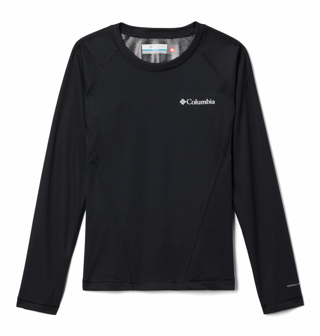 COLUMBIA YOUTH MIDWEIGHT CREW 2 BASELAYER TOP 26, Color: BLACK, Size: XXS