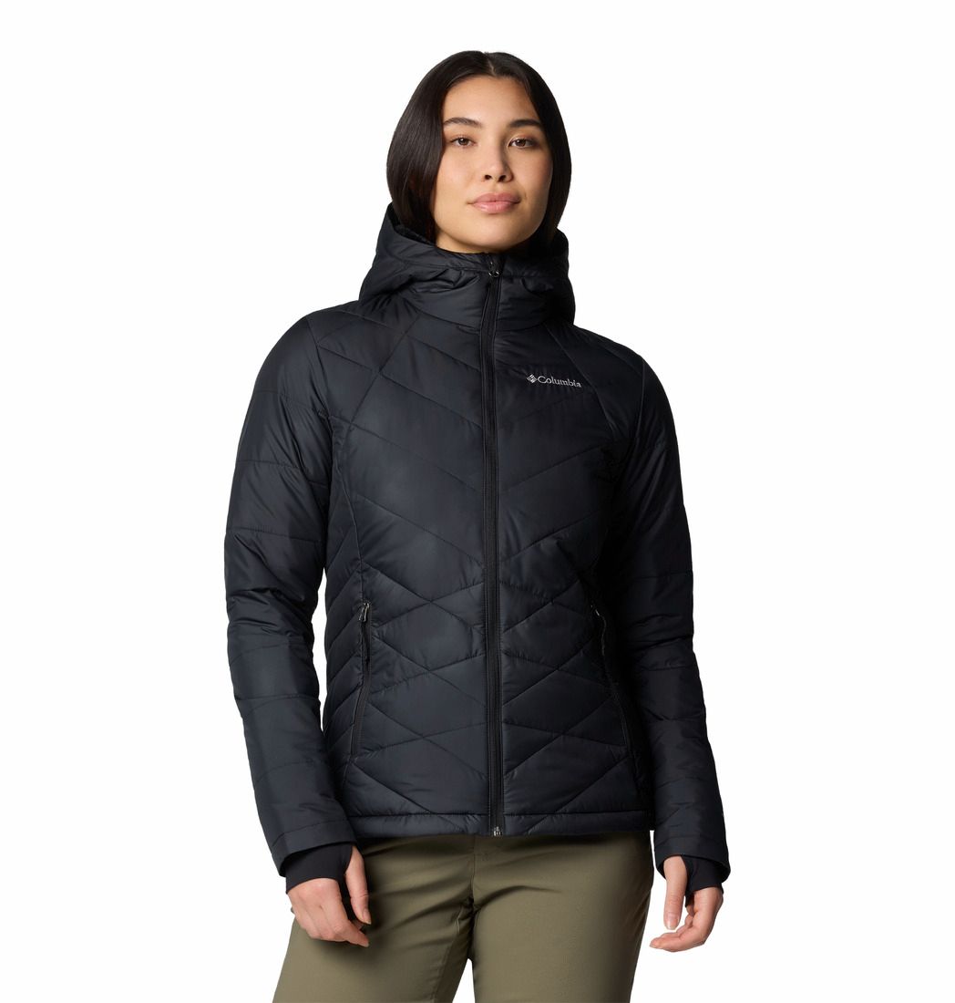 COLUMBIA WOMENS HEAVENLY™ HOODED WINTER JACKET, Color: BLACK, Size: XS