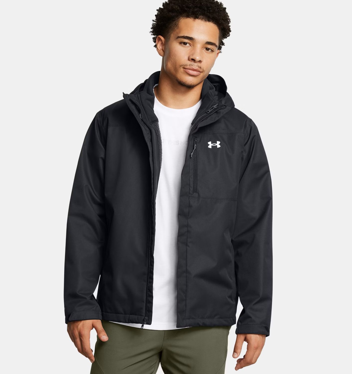 MAIN IMAGE OF UNDER ARMOUR MENS STORM PORTER 3-IN-1 2.0 WINTER JACKET IN BLACK/WHITE SMALL WITH ADJ…