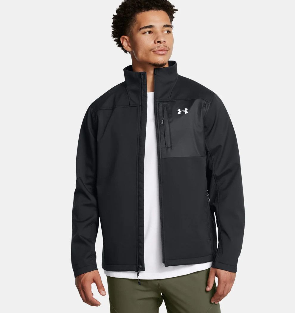 MAIN IMAGE OF UNDER ARMOUR MENS STORM COLDGEAR INFRARED SHIELD 2.0 SOFTSHELL JACKET IN BLACK/WHITE …