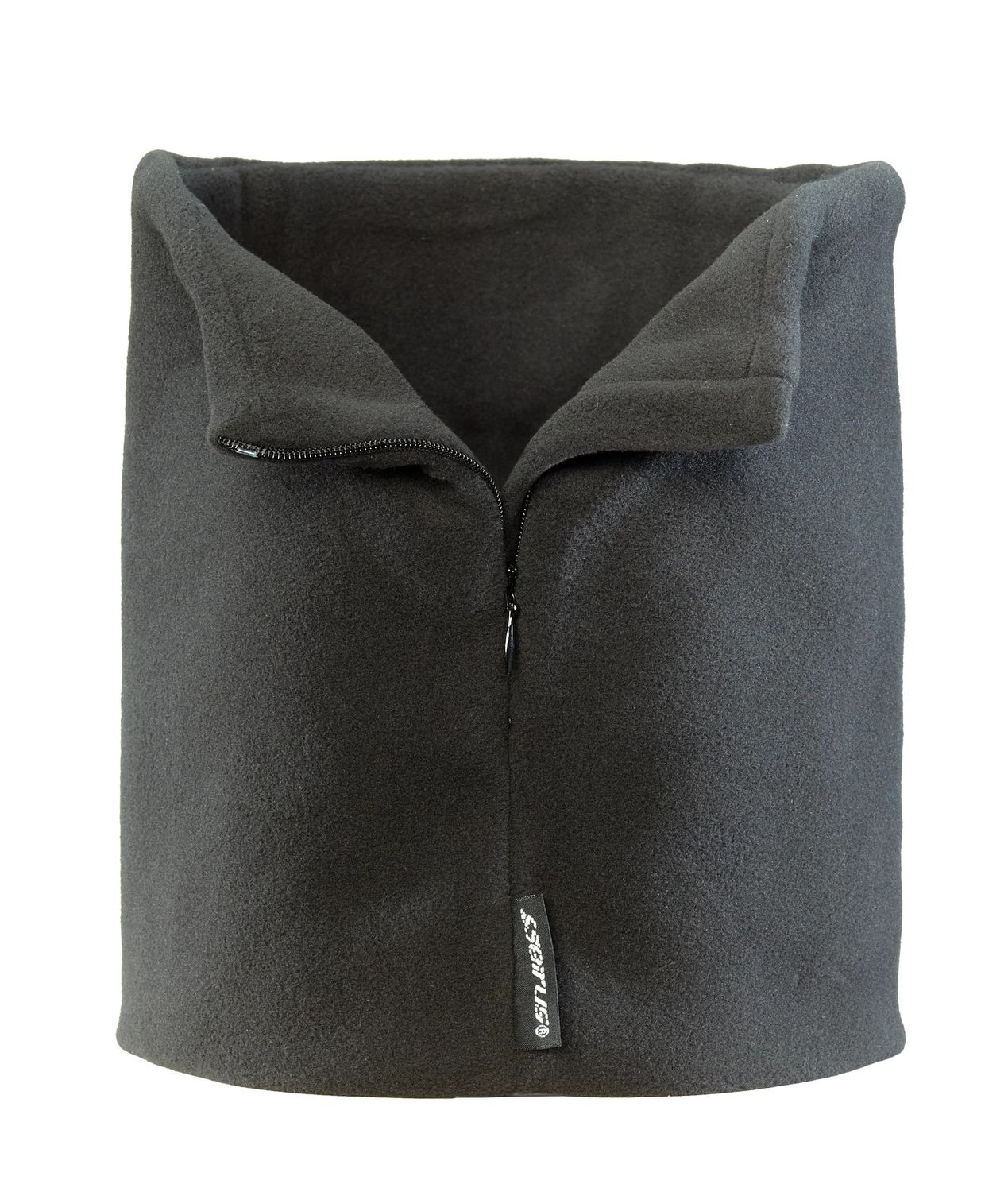 MAIN IMAGE OF SEIRUS UNISEX ZIPS MICRO FLEECE NECK-UP FACE MASK IN BLACK O/S WITH ZIPPER FOR ADJUST…