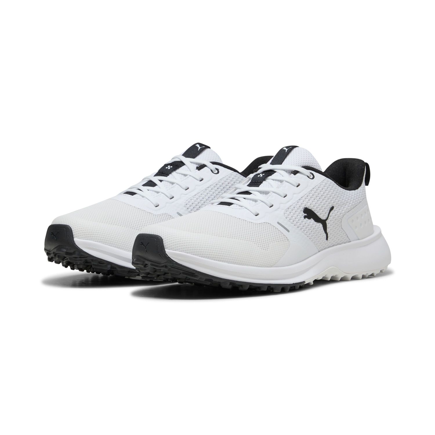 PUMA MENS FUSION GRIP 6 SPIKELESS GOLF SHOES, Color: PUMA WHITE/PUMA BLACK, Size: 8.5