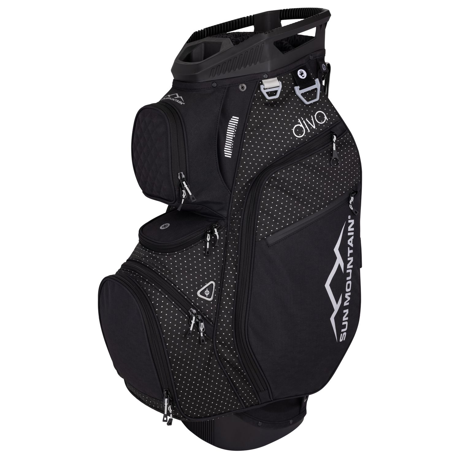 SUN MOUNTAIN WOMENS DIVA 14-WAY CART BAG 25, Color: BLACK/BLACK DIAMOND
