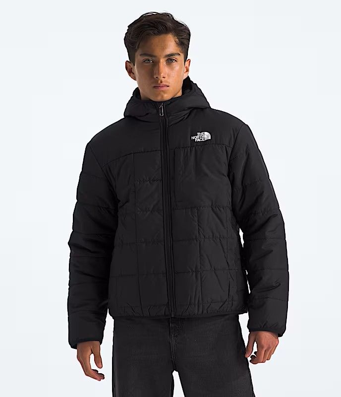THE NORTH FACE YOUTH BOYS REVERSIBLE SHASTA FULL ZIP HOODED WINTER JACKET, Color: TNF BLACK, Size: XXL