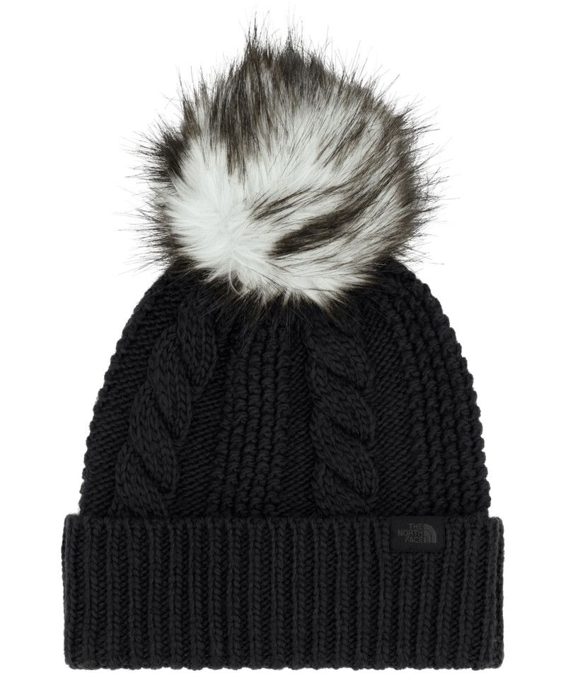 THE NORTH FACE WOMENS OH MEGA FUR POM BEANIE WINTER HAT, Color: TNF BLACK, Size: O/S