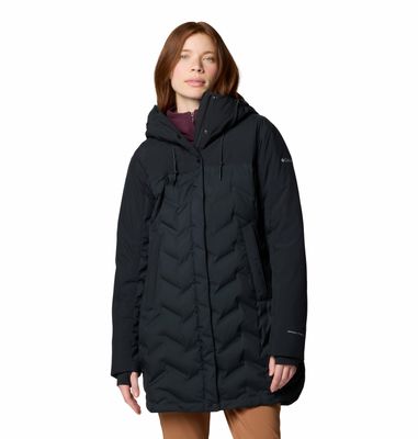 FRONT VIEW OF COLUMBIA WOMENS MOUNTAIN CROO™ III MID DOWN WINTER JACKET FEATURES 650 FILL DOWN INSU…