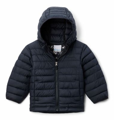 FRONT VIEW OF COLUMBIA YOUTH BOYS POWDER LITE™ II HOODED WINTER JACKET FEATURES WARM INSULATION AND…