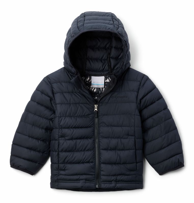 FRONT VIEW OF COLUMBIA YOUTH BOYS POWDER LITE™ II HOODED WINTER JACKET FEATURES WARM INSULATION AND…