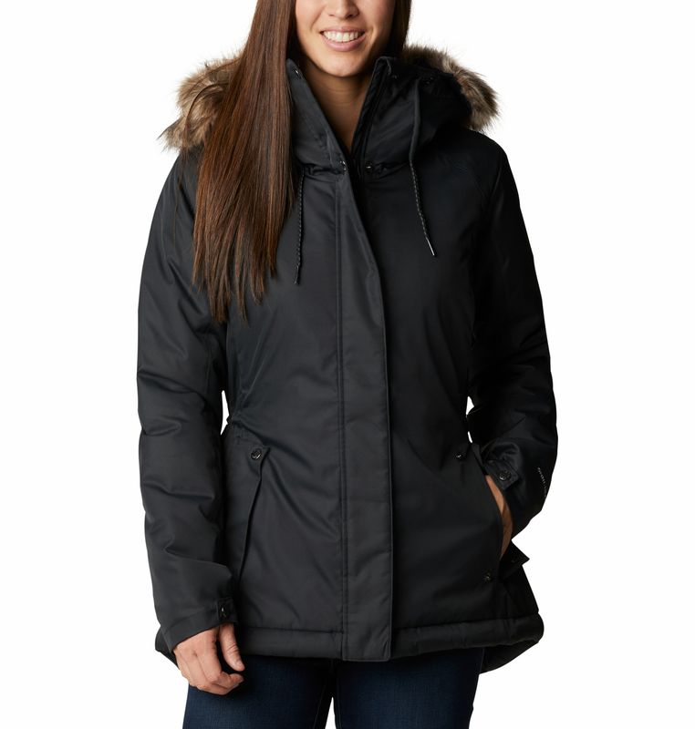 FRONT VIEW OF COLUMBIA WOMENS SUTTLE MOUNTAIN™ III INSULATED WINTER JACKET FEATURES WATER REPELLENC…