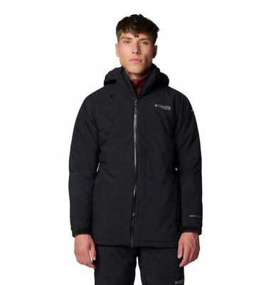 FRONT VIEW OF COLUMBIA MENS WINTER DISTRICT™ III WINTER JACKET FEATURES SKI PASS POCKET AND HELMET-…