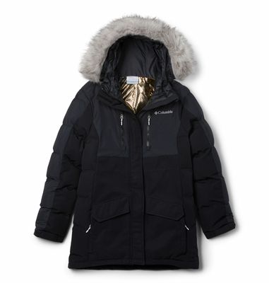 FRONT VIEW OF COLUMBIA YOUTH GIRLS MARQUAM PEAK FUSION™ III PARKA WINTER JACKET FEATURES MAXIMUM WA…