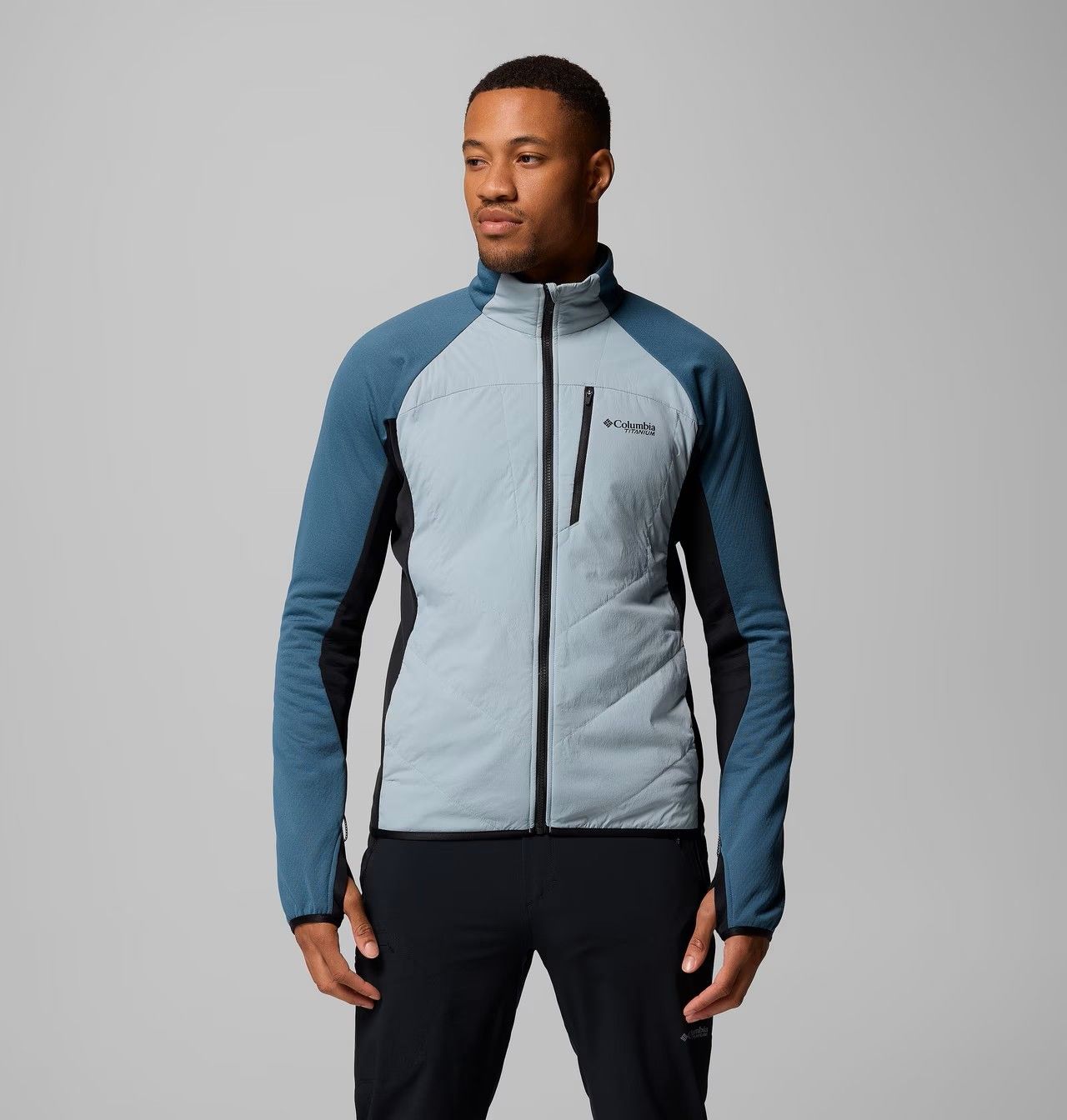 MAIN IMAGE OF COLUMBIA MENS ARCTIC CREST™ HYBRID FULL ZIP SWEATER IN CRUSHED BLUE/EVERBLUE/BLACK ME…