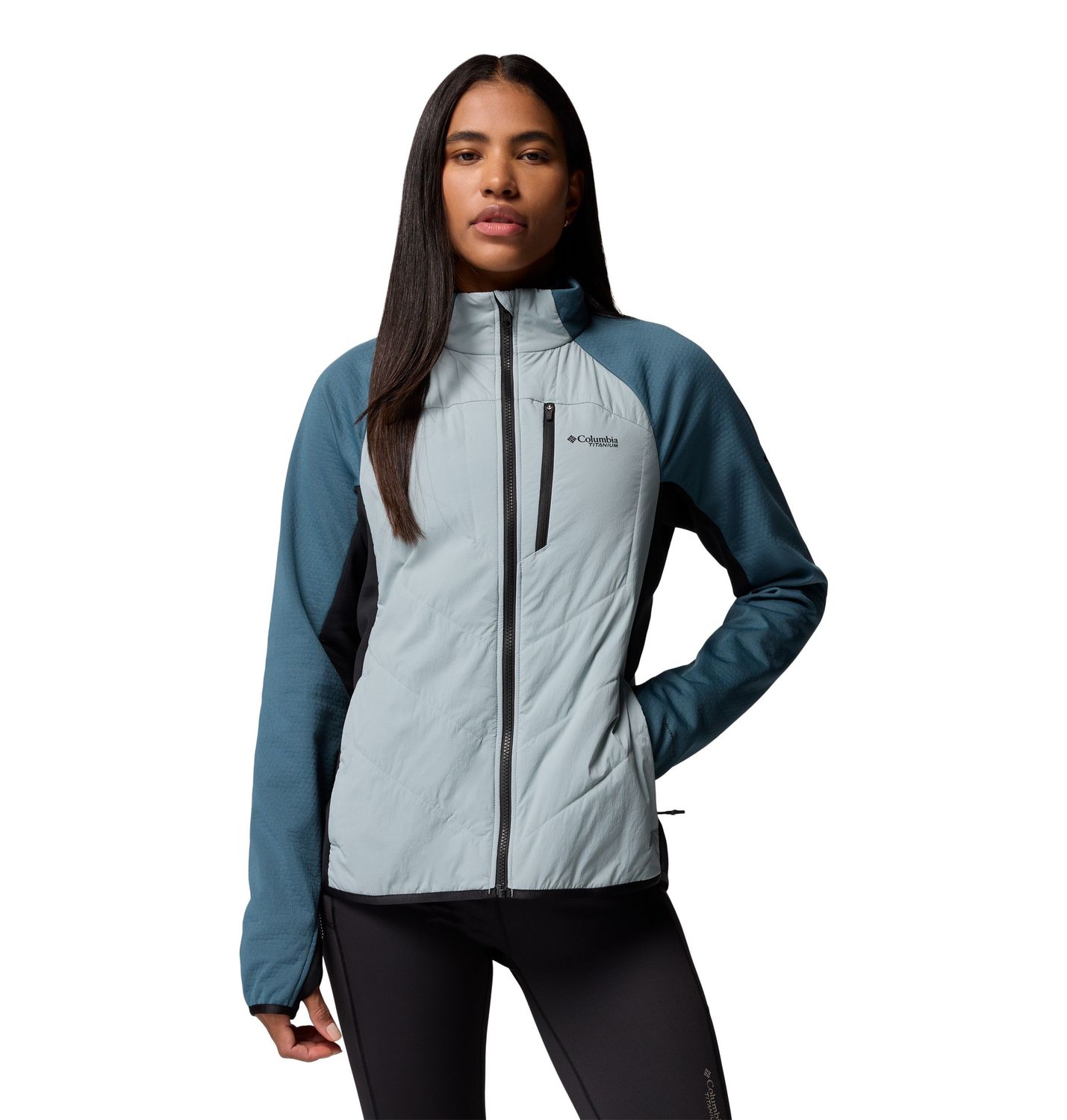 MAIN IMAGE OF COLUMBIA WOMENS ARCTIC CREST™ HYBRID FULL ZIP SWEATER IN CRUSHED BLUE/EVERBLUE/BLACK …