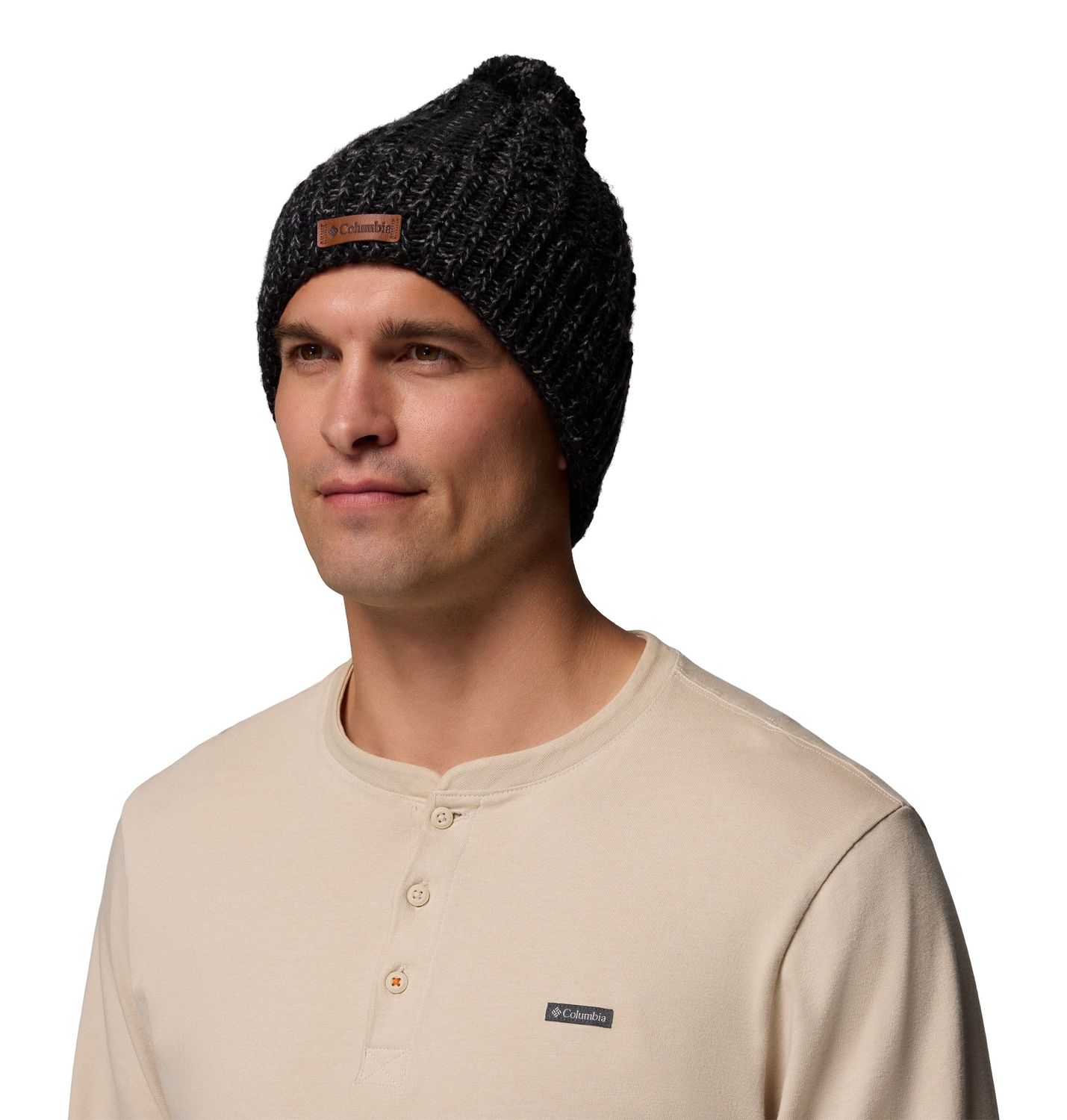 MAIN IMAGE OF COLUMBIA UNISEX COZY RIDGE™ BEANIE IN BLACK/CITY GREY MARLED O/S WITH SOFT FLEECE LIN…