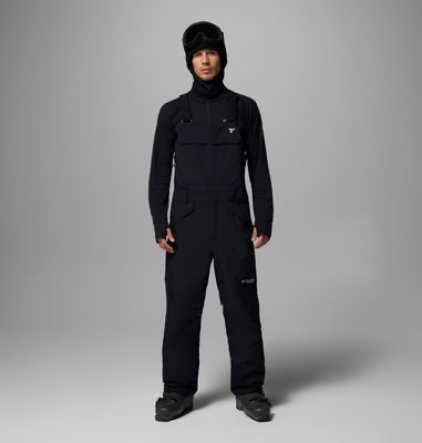 FRONT VIEW OF COLUMBIA MENS WINTER DISTRICT™ BIB SNOW PANT FEATURES BREATHABLE WATERPROOFING AND ME…