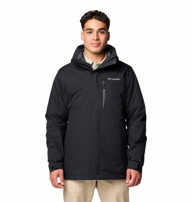 FRONT VIEW OF COLUMBIA MENS ABIQUA FALLS™ INTERCHANGE WINTER JACKET FEATURES 3-IN-1 DESIGN AND WATE…