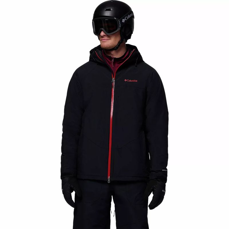 FRONT VIEW OF COLUMBIA MENS POWDER PRIME™ WINTER JACKET FEATURES BREATHABLE WATERPROOFING AND MAXIM…