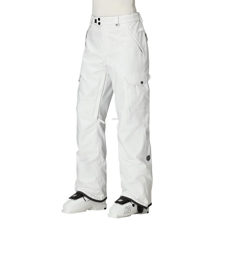 686 WOMENS AURA INSULATED CARGO SNOW PANT, Color: WHITE, Size: XS, Length: REGULAR