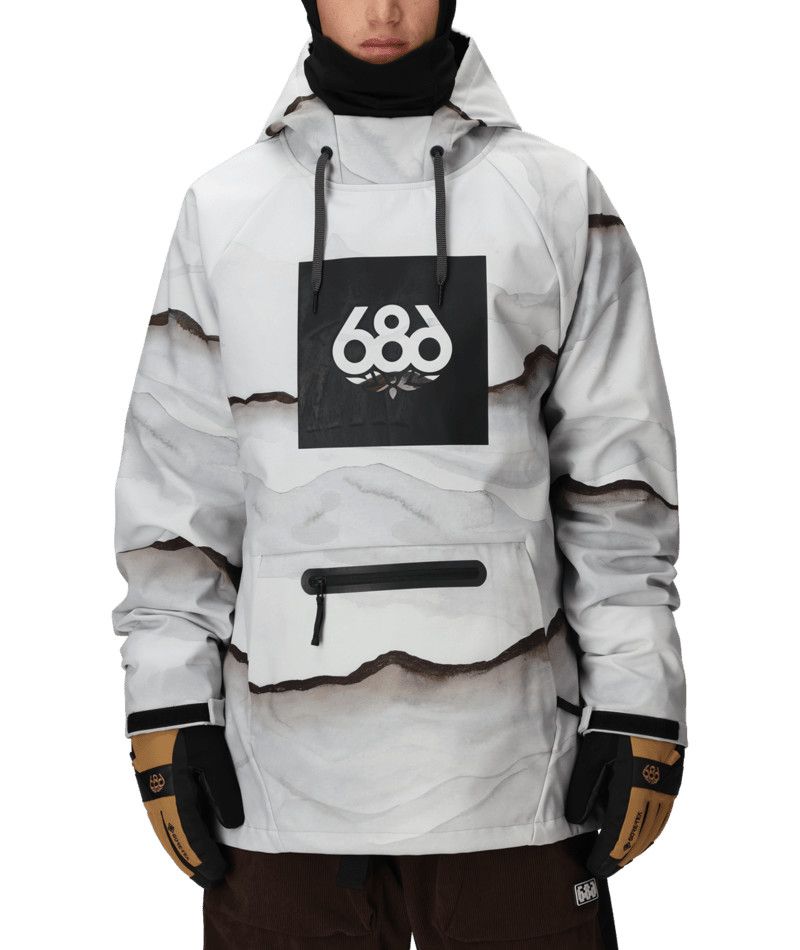 686 MENS WATERPROOF HOODIE 26, Color: SMOKE MOUNTAIN PRINT, Size: SMALL