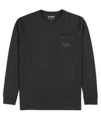 FRONT VIEW OF JETTY MENS SEDGE SLUB LONG SLEEVE SHIRT FEATURES RELAXED FIT, 100% COTTON, AND HEAVY …