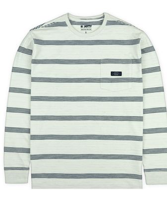 FRONT VIEW OF JETTY MENS PEHALA SLUB LONG SLEEVE SHIRT FEATURES HEAVYWEIGHT MATERIAL, WOVEN CHEST P…
